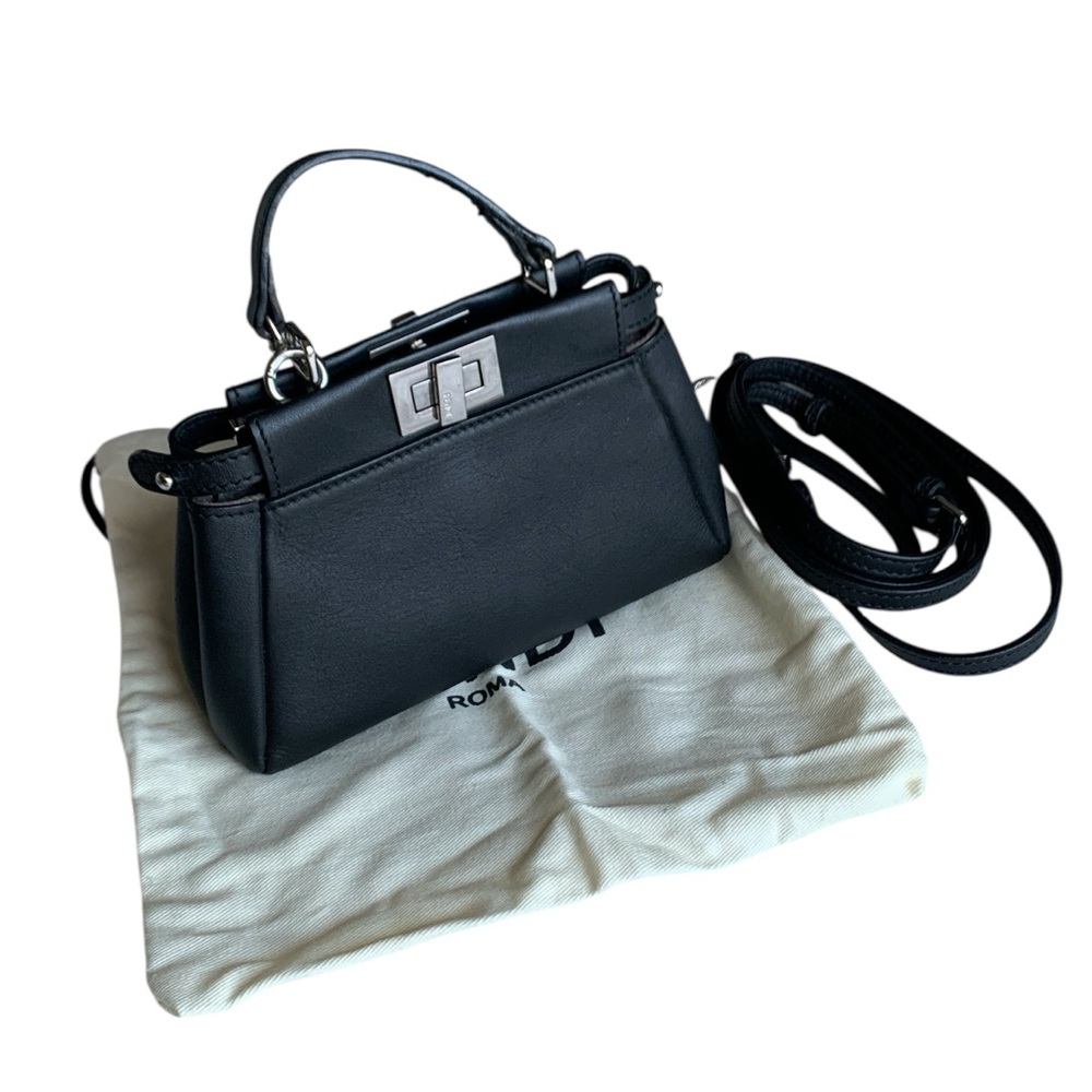 🆕 Fendi Style Nano Peekaboo Black nappa leather miniature bag 🆕